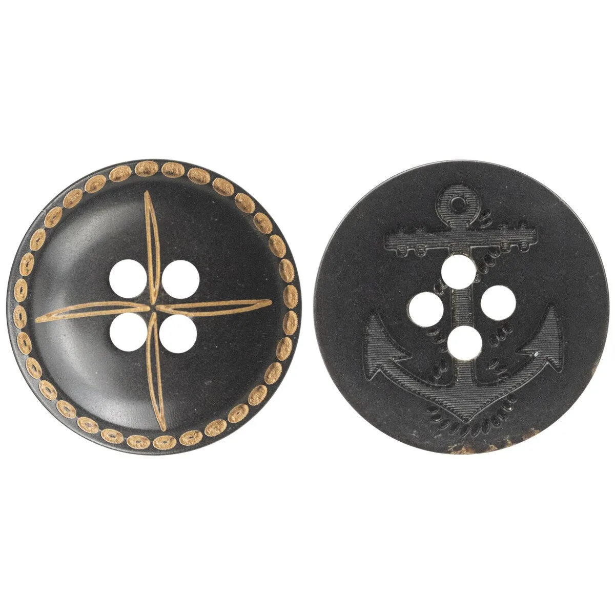 5pcs Black Anchor Horn Buttons for  Sewing Accessories