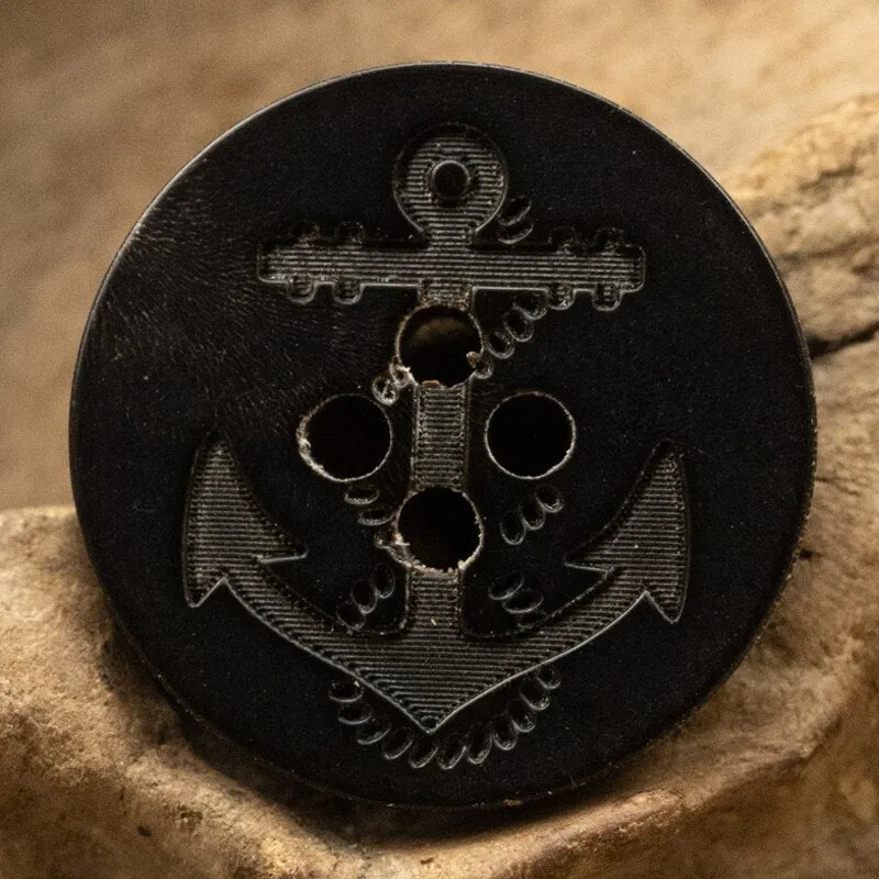 5pcs Black Anchor Horn Buttons for  Sewing Accessories