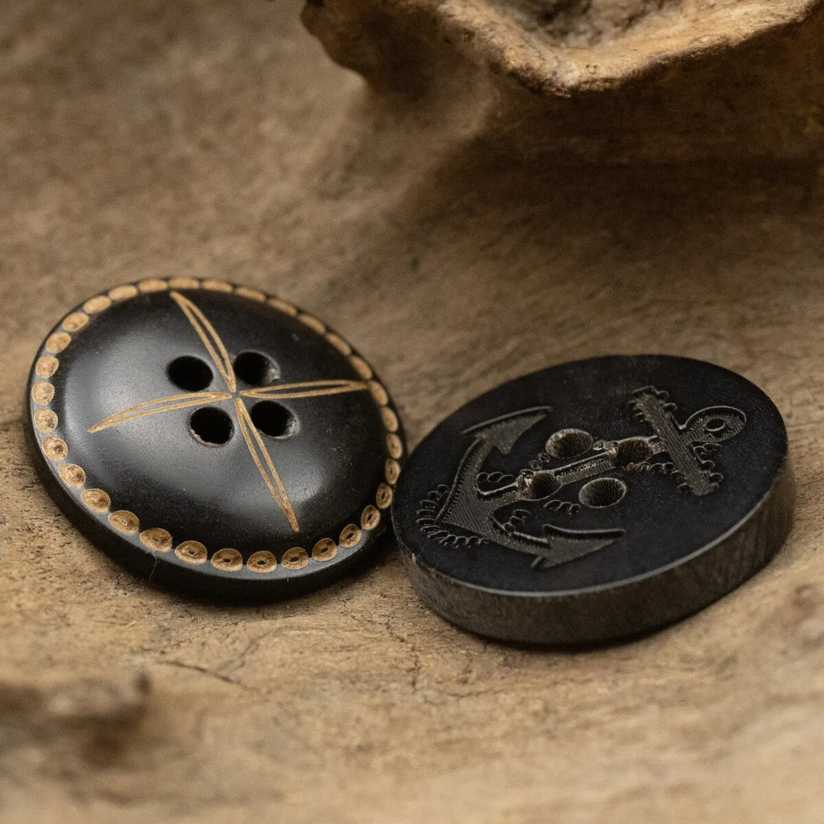 5pcs Black Anchor Horn Buttons for  Sewing Accessories