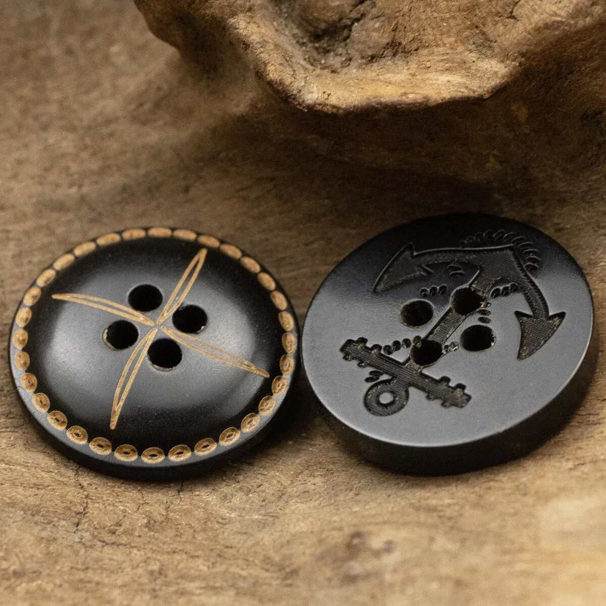 5pcs Black Anchor Horn Buttons for  Sewing Accessories