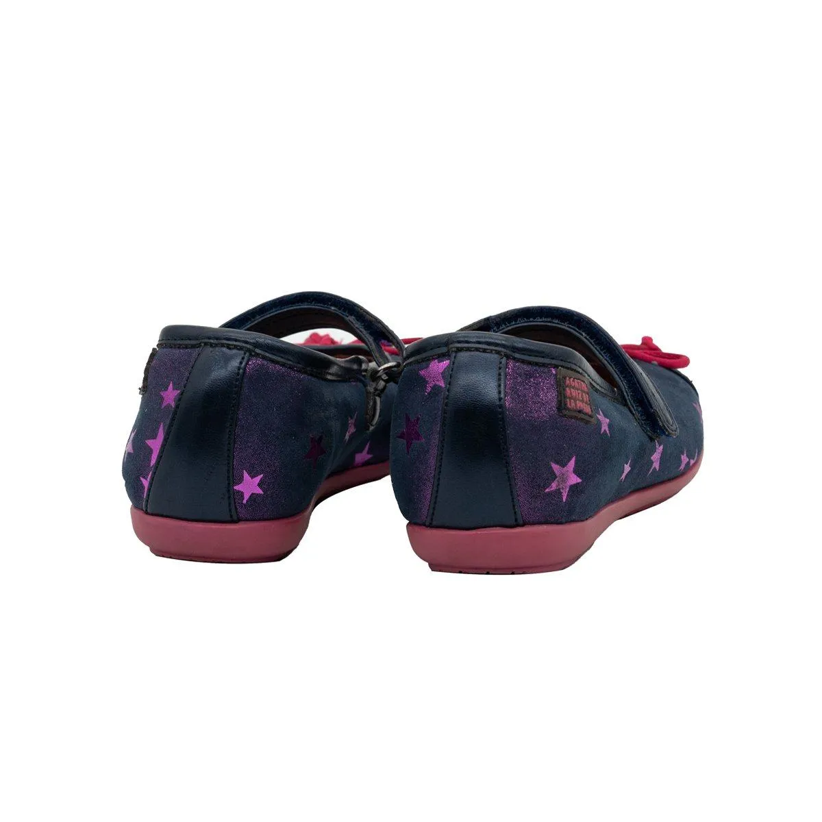 Agatha Ruiz De La Prada Bow Tie Ballerinas Leather Blue Colour For Kids