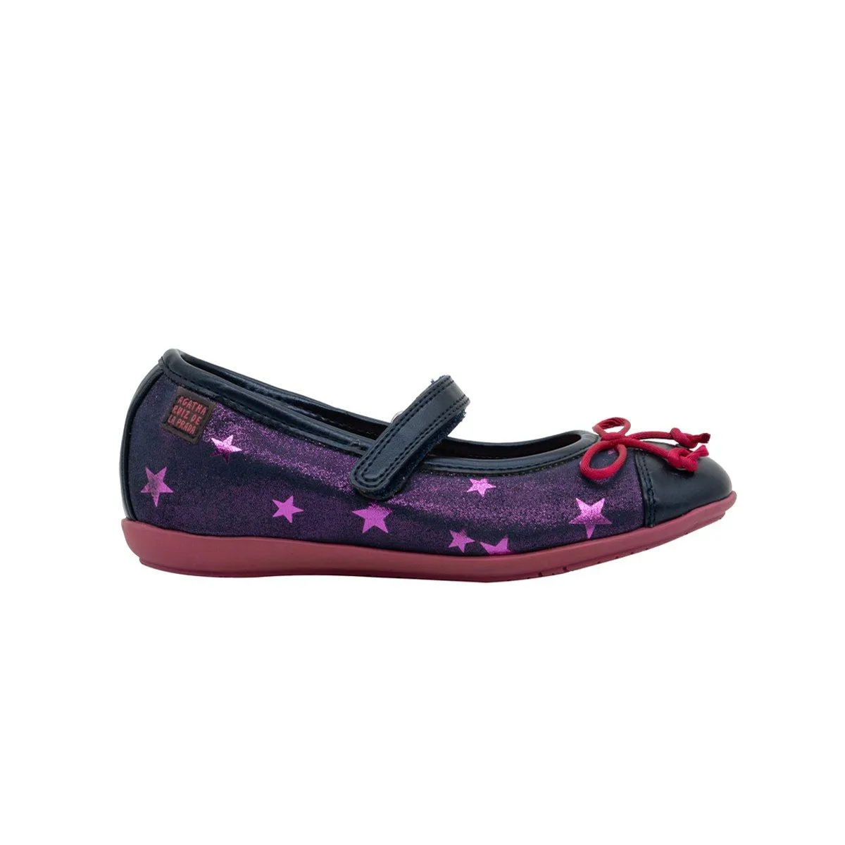 Agatha Ruiz De La Prada Bow Tie Ballerinas Leather Blue Colour For Kids