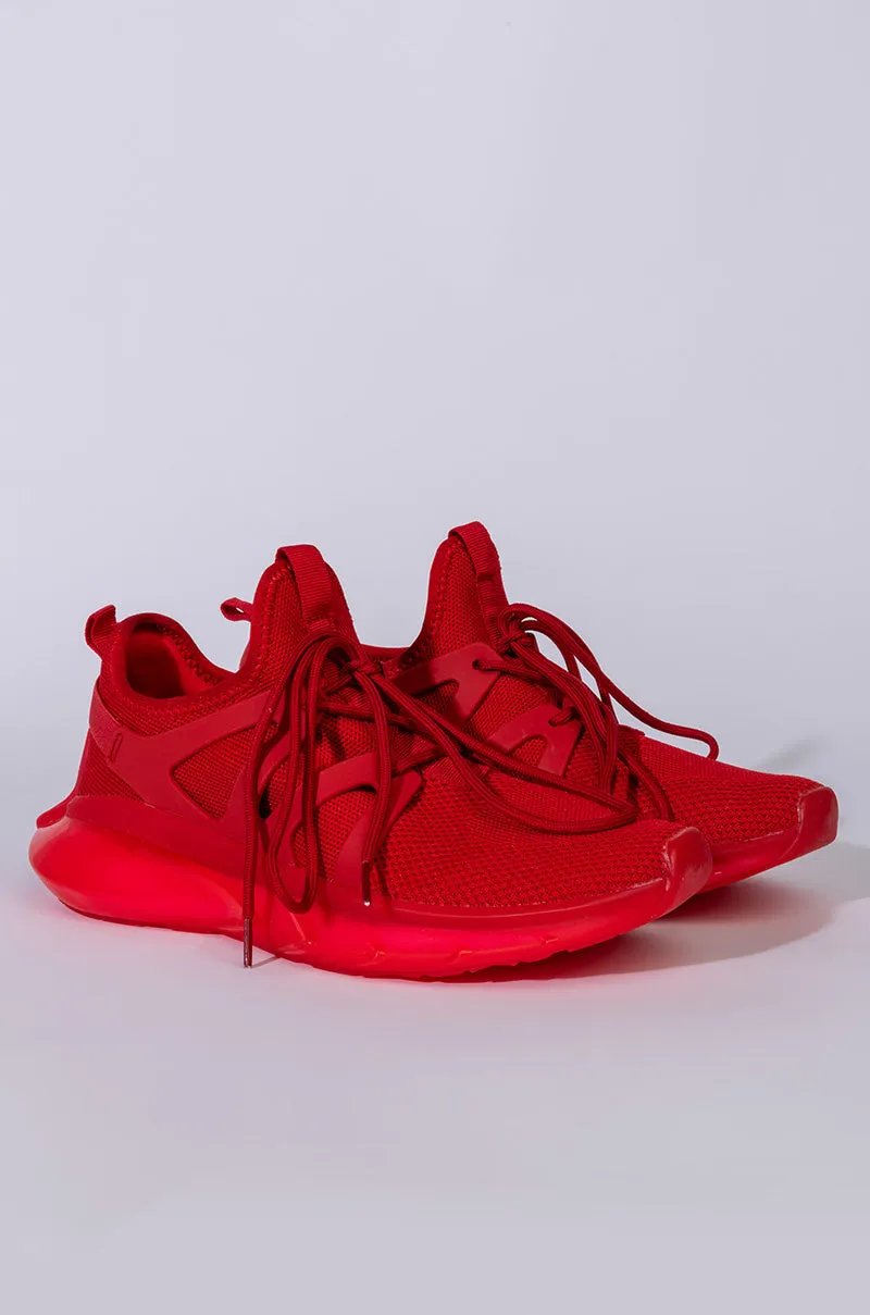 AZALEA WANG ALL EYES ON ME FLAT SNEAKER IN RED