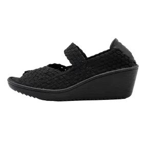 Baretraps Umma Mary Jane Wedge Sandals Fabric Black Colour For Women