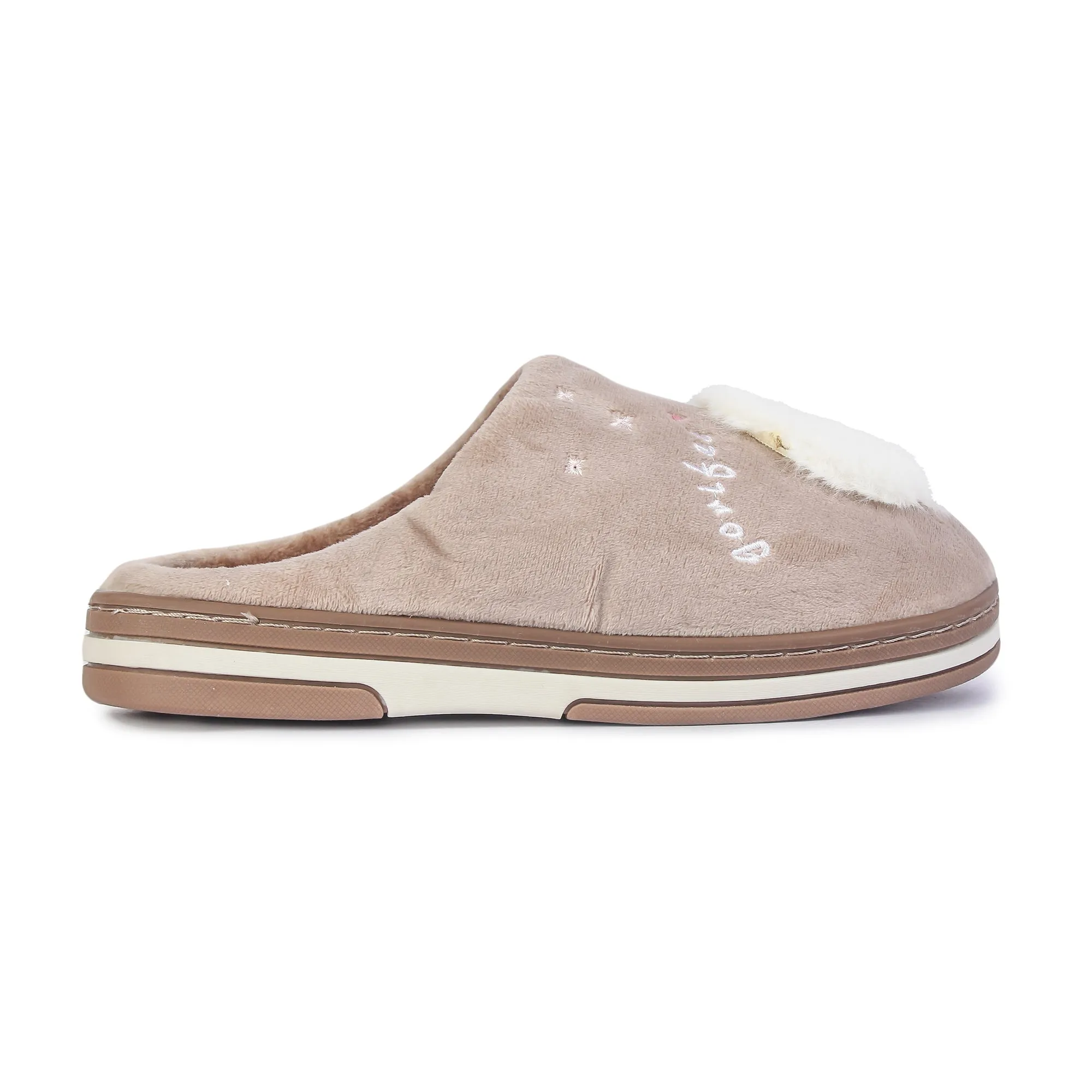 Brauch Women's Beige Fur Swan Winter Slippers