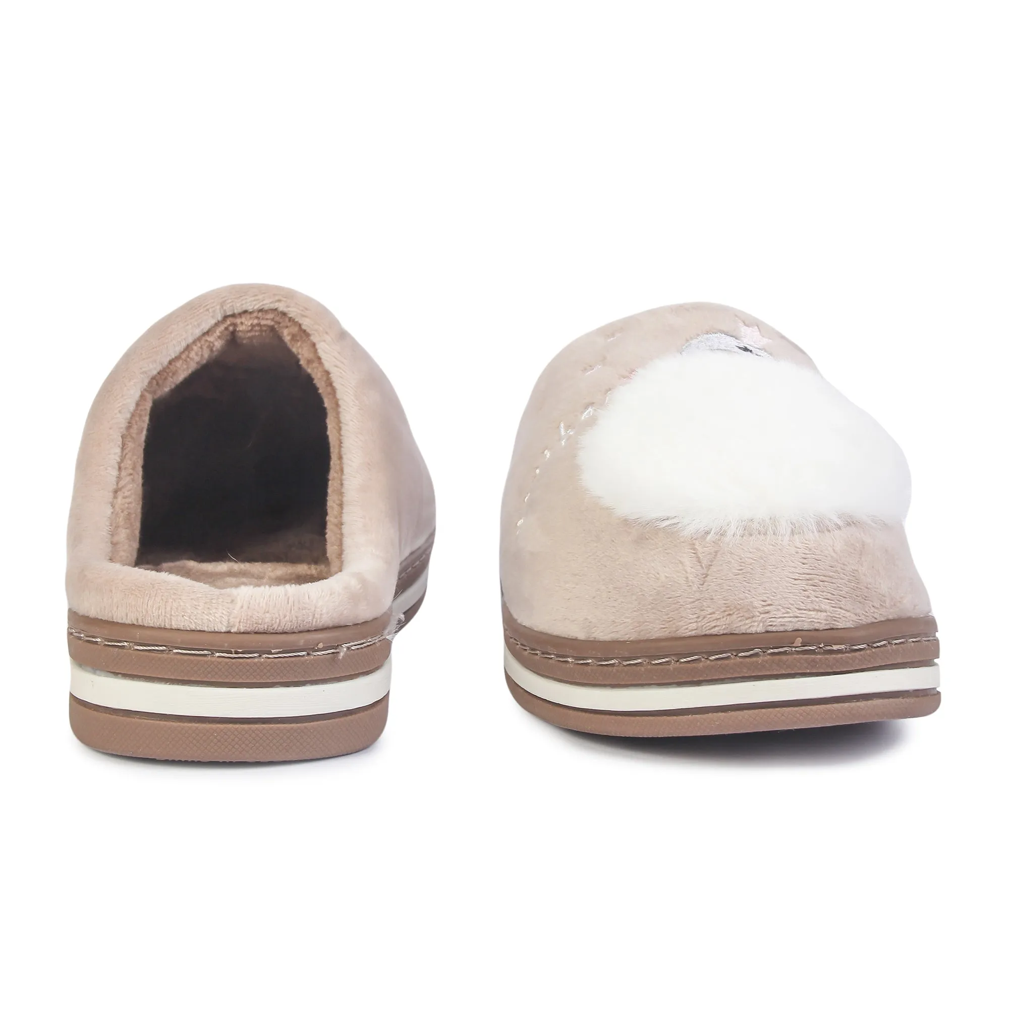 Brauch Women's Beige Fur Swan Winter Slippers
