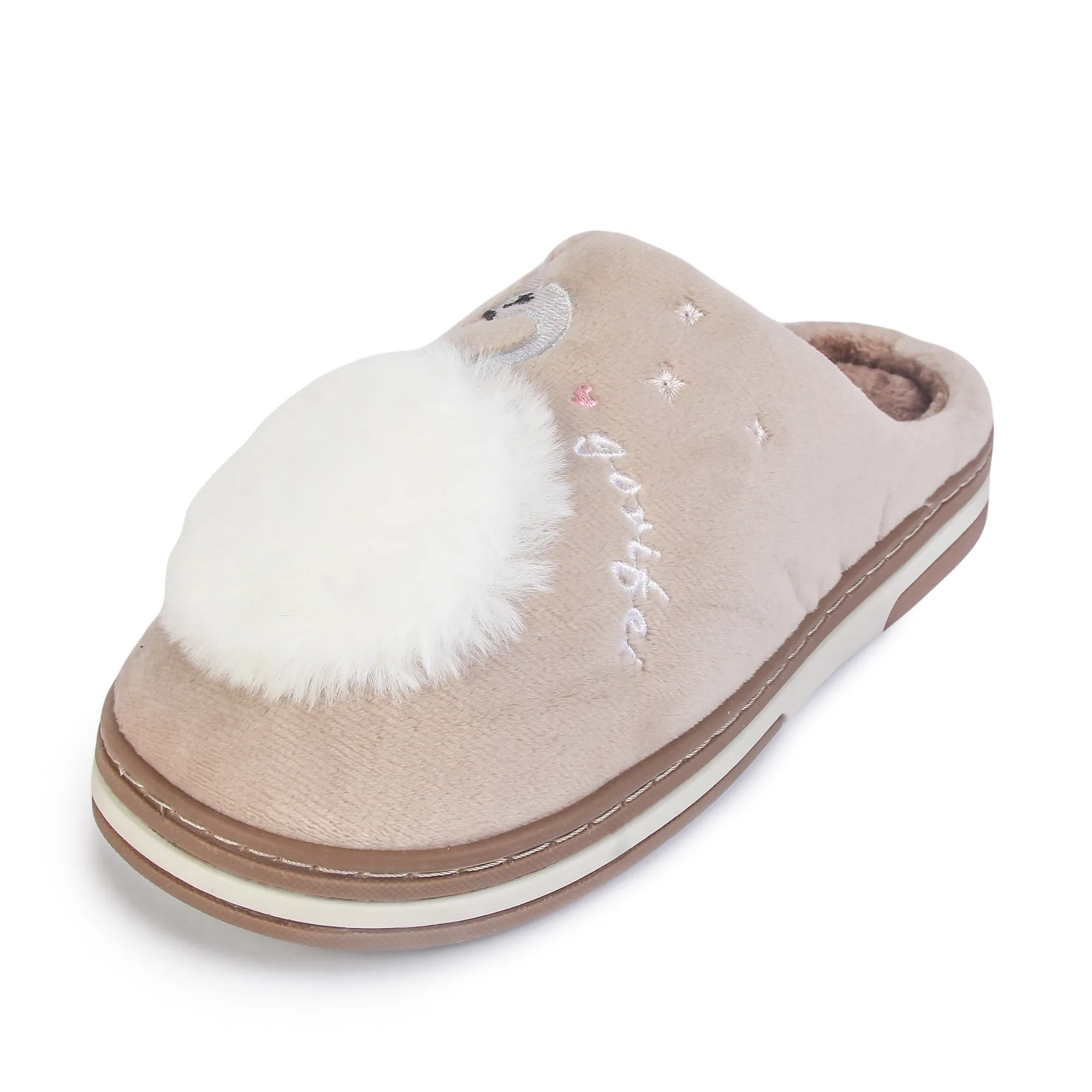Brauch Women's Beige Fur Swan Winter Slippers