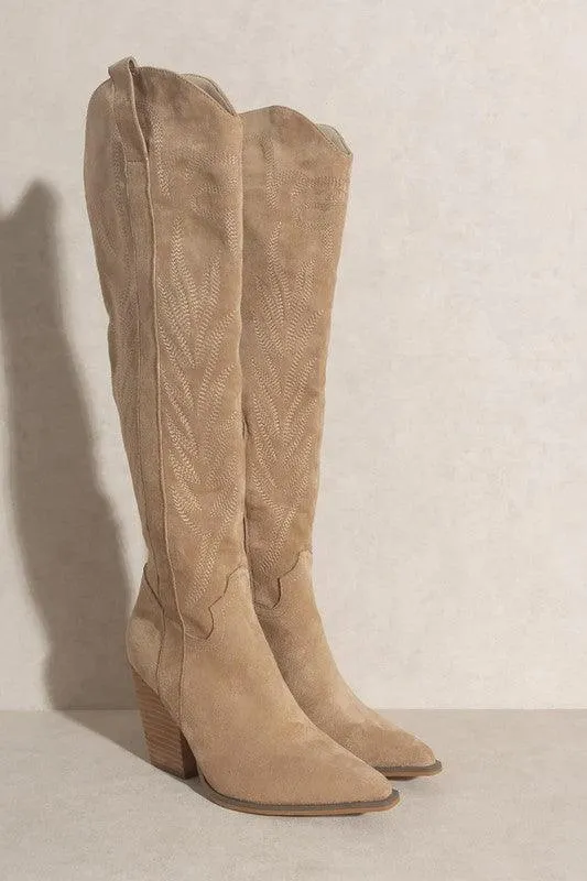 Bronco Knee High Embroidered Cowboy Boot
