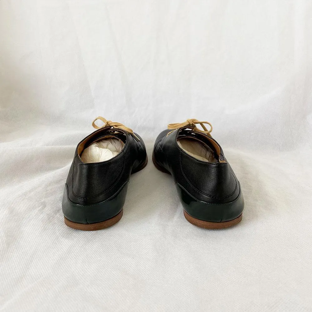 Chloé Black Leather Lace up Oxford, 40.5