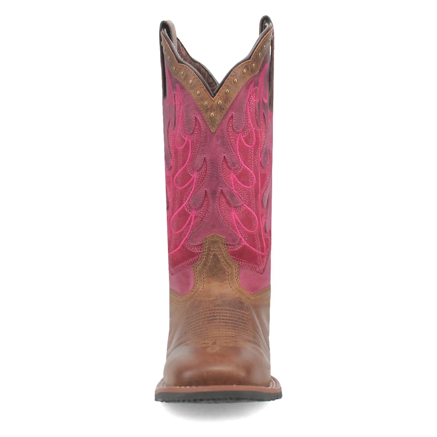 Dan Post Womens Faye Tan/Pink Leather Cowboy Boots