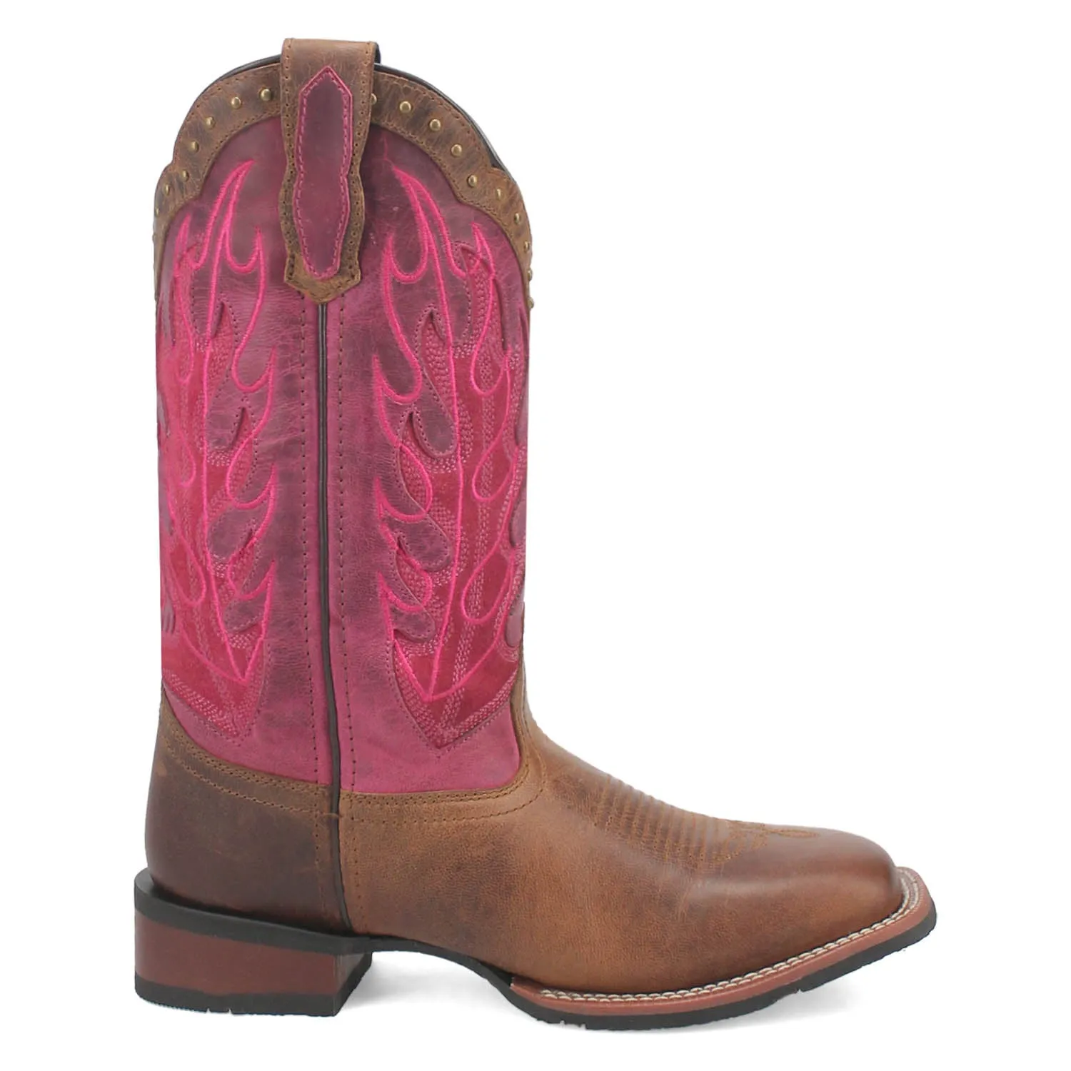 Dan Post Womens Faye Tan/Pink Leather Cowboy Boots