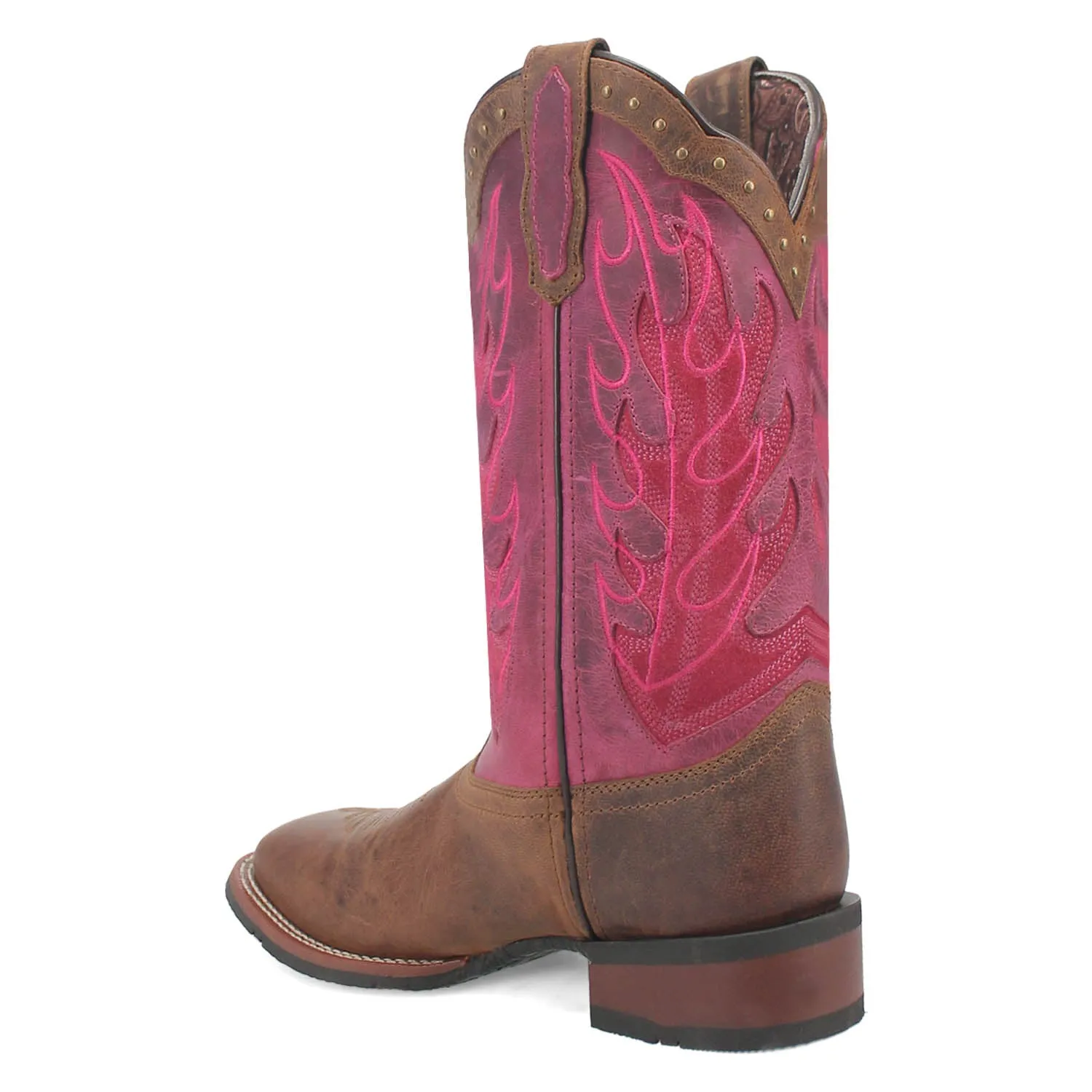 Dan Post Womens Faye Tan/Pink Leather Cowboy Boots