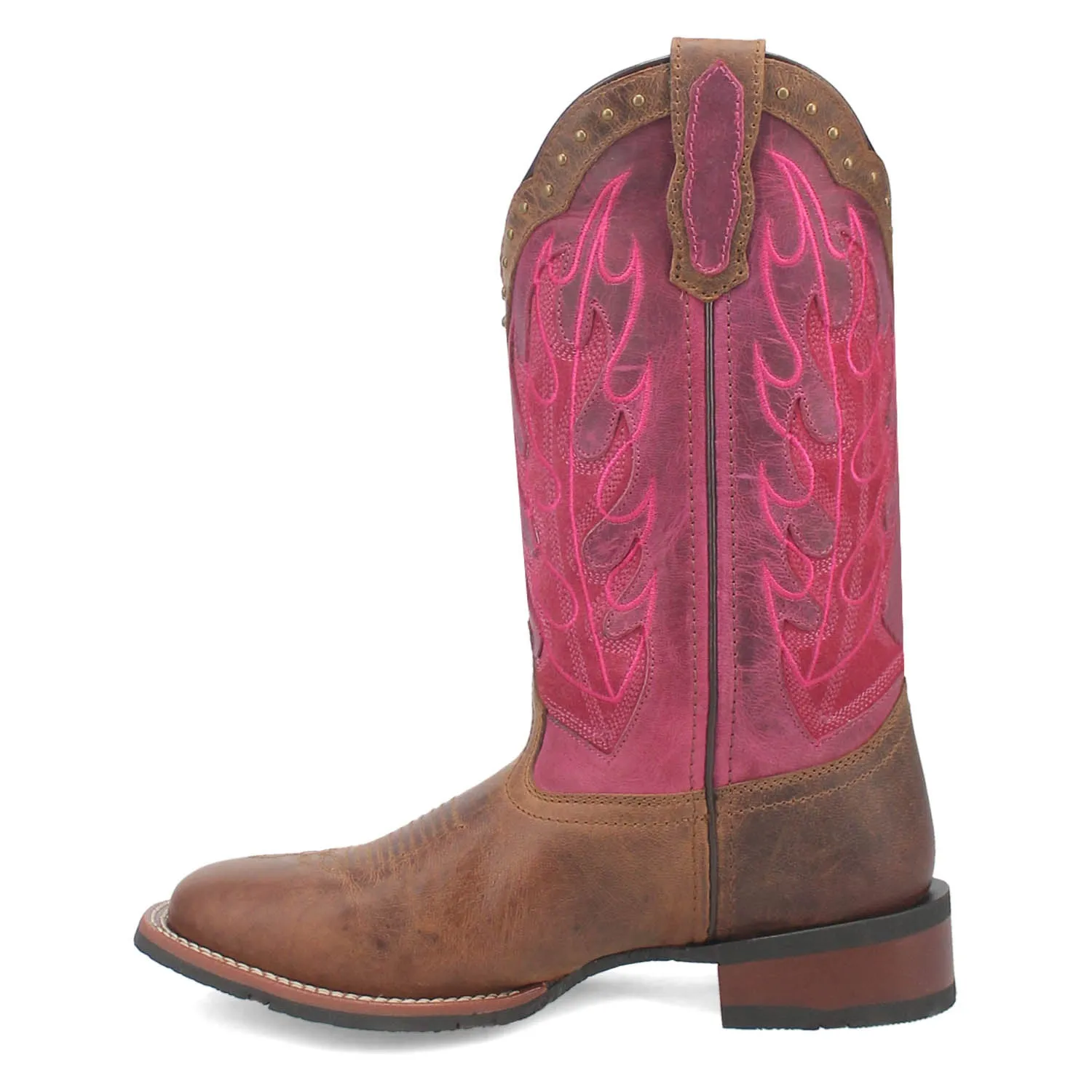 Dan Post Womens Faye Tan/Pink Leather Cowboy Boots