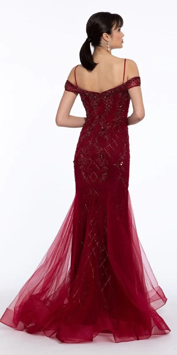 Floral Basket Weave Off the Shoulder Godet Dress
