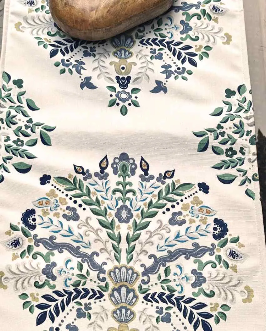 Indian Traditional Design Poly Canvas Table Runner | 52 x 14 inches