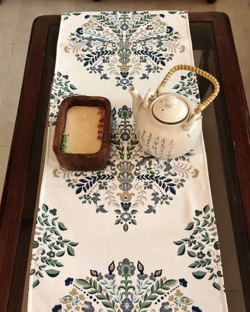 Indian Traditional Design Poly Canvas Table Runner | 52 x 14 inches