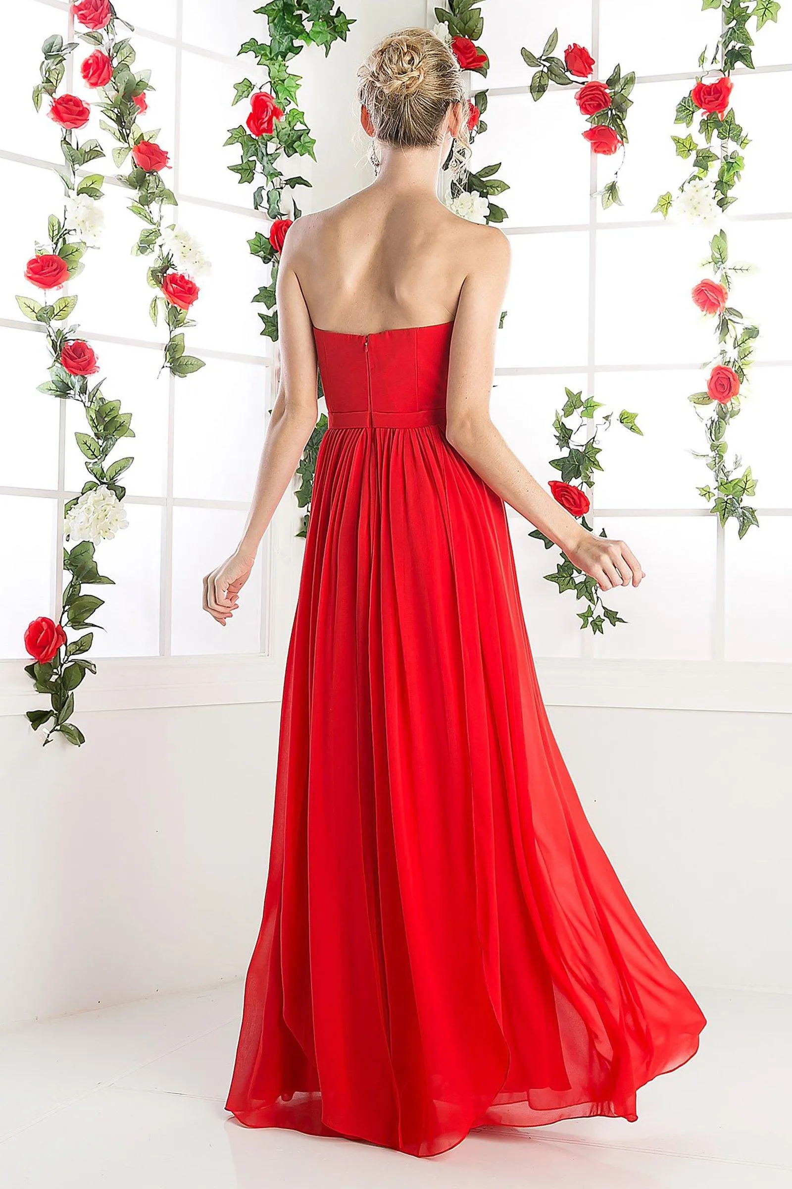 Long Strapless Chiffon Dress by Cinderella Divine C7460