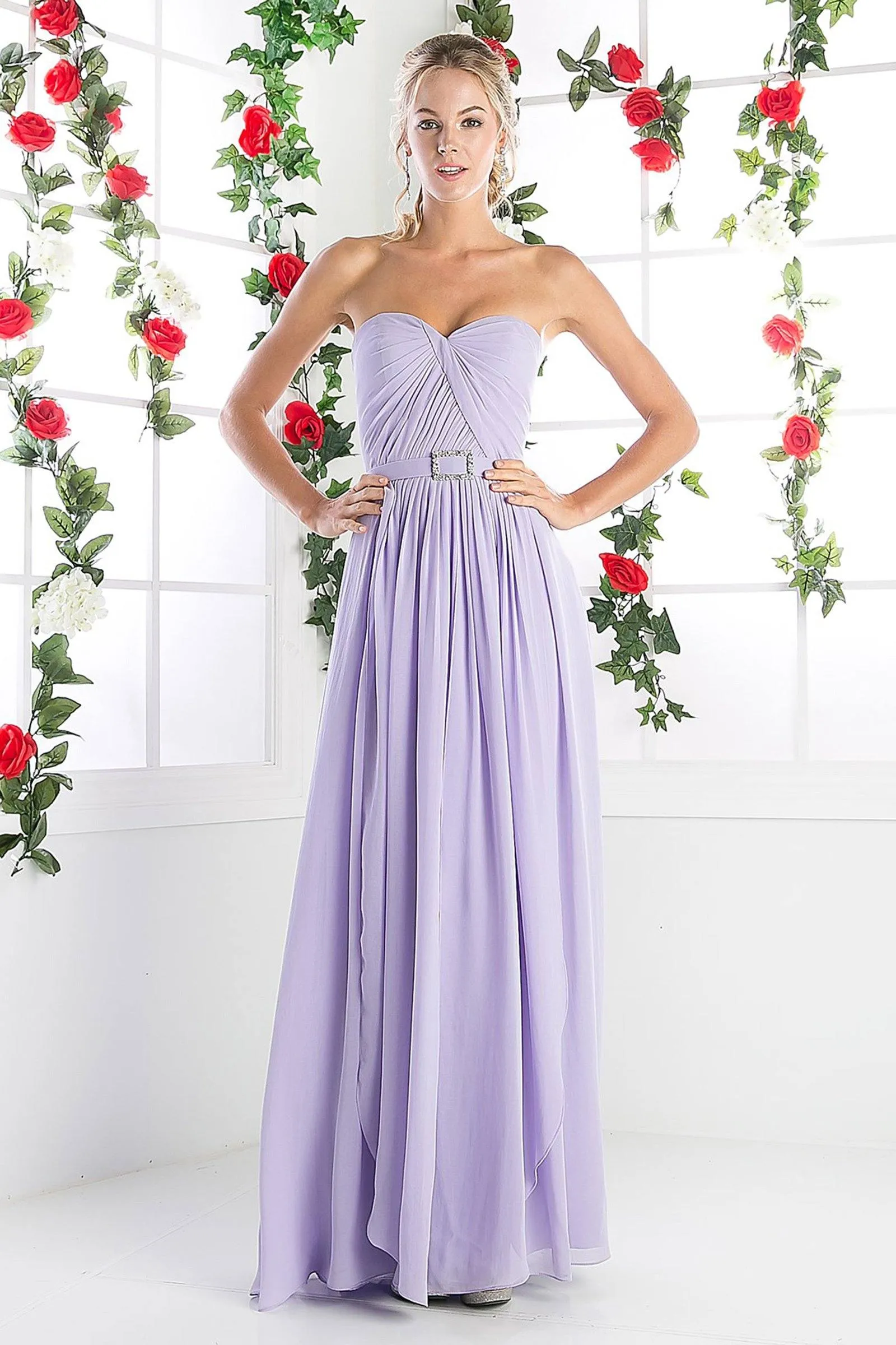 Long Strapless Chiffon Dress by Cinderella Divine C7460