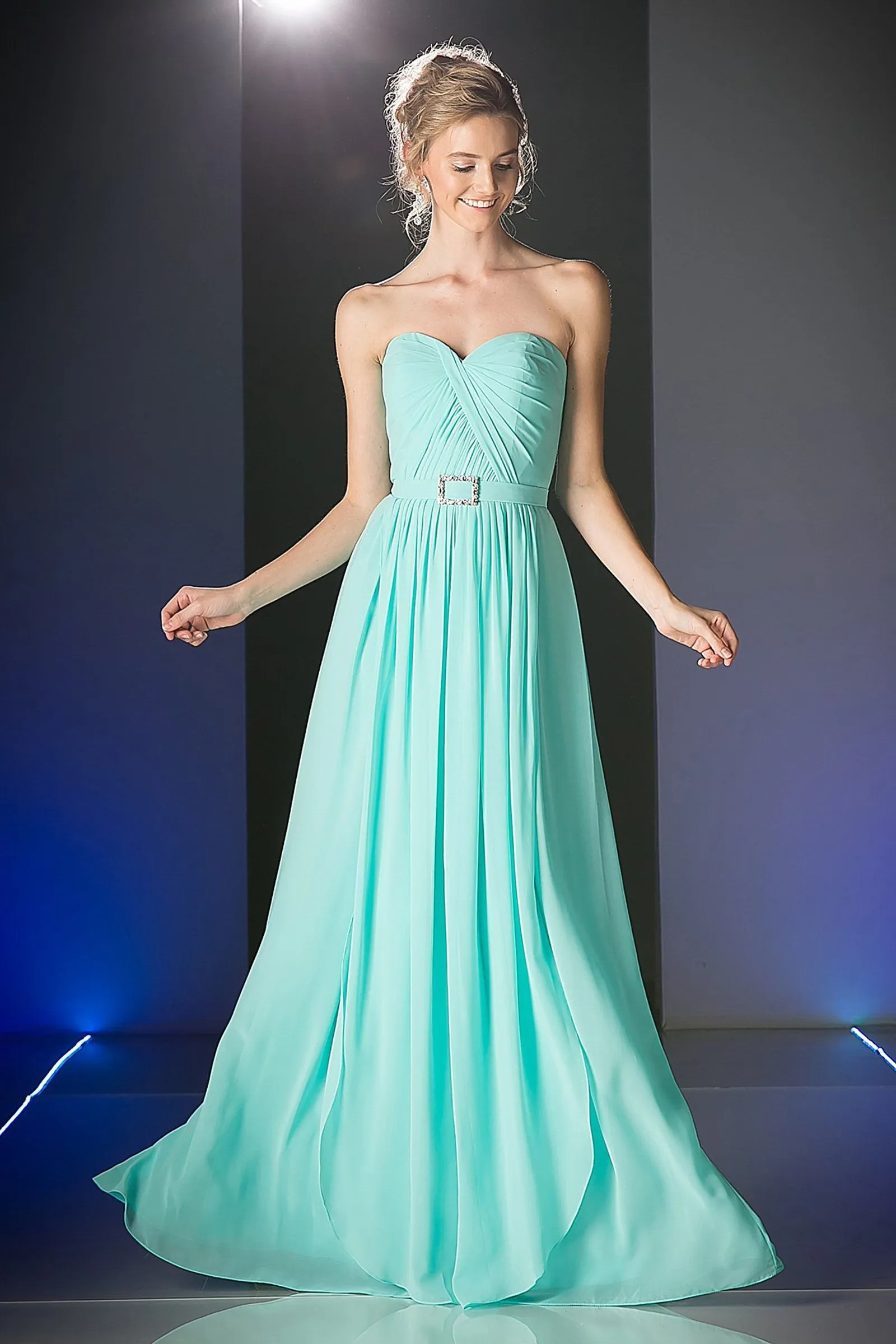 Long Strapless Chiffon Dress by Cinderella Divine C7460