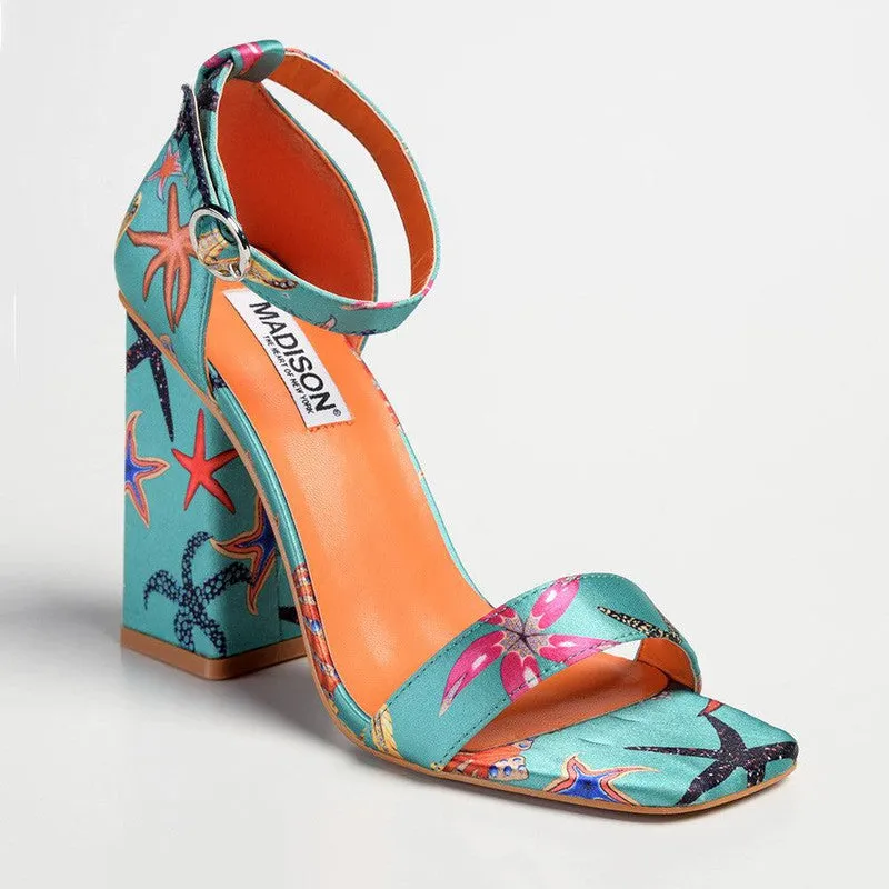 Madison Galaxy Block Heel Sandal - Green / Orange