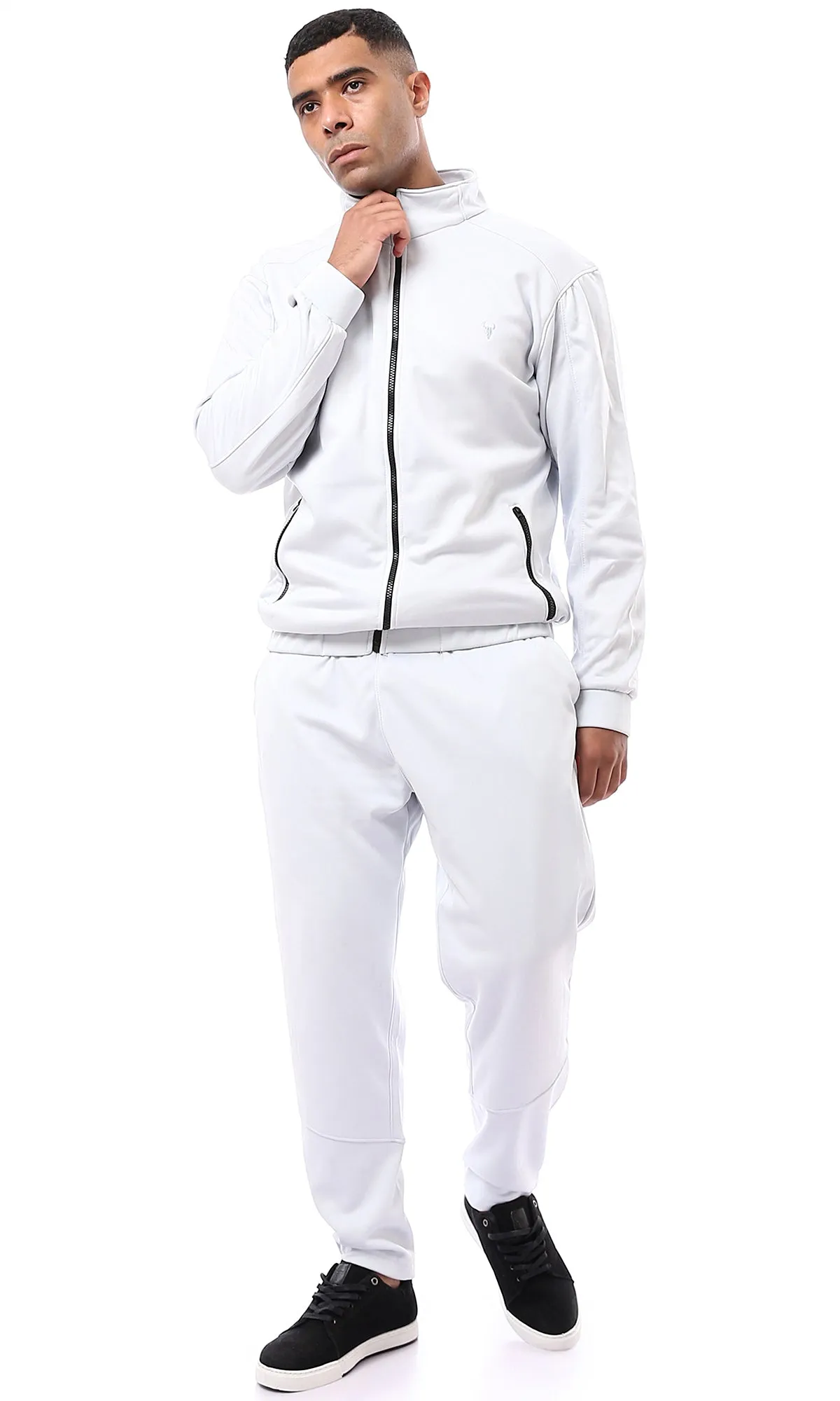 O172669 Pastel Grey Solid Pants With Inner Fleece
