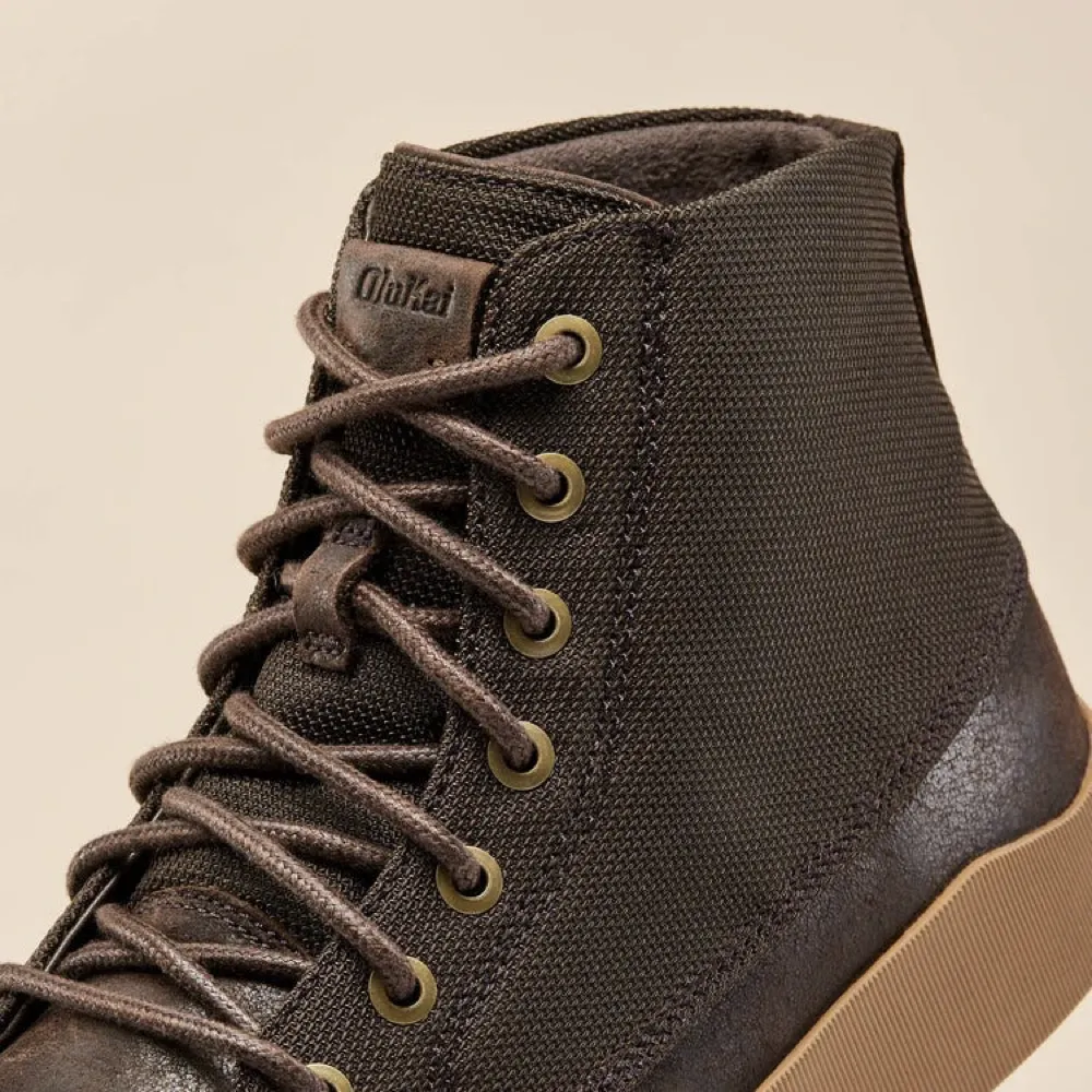 OluKai Men's Mōlina Leather Boots (Dark Wood)
