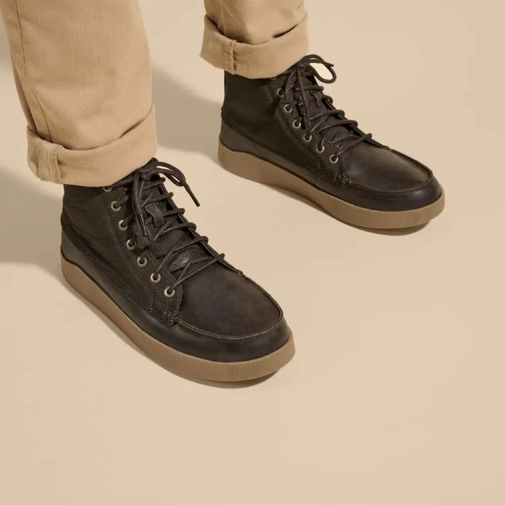 OluKai Men's Mōlina Leather Boots (Dark Wood)