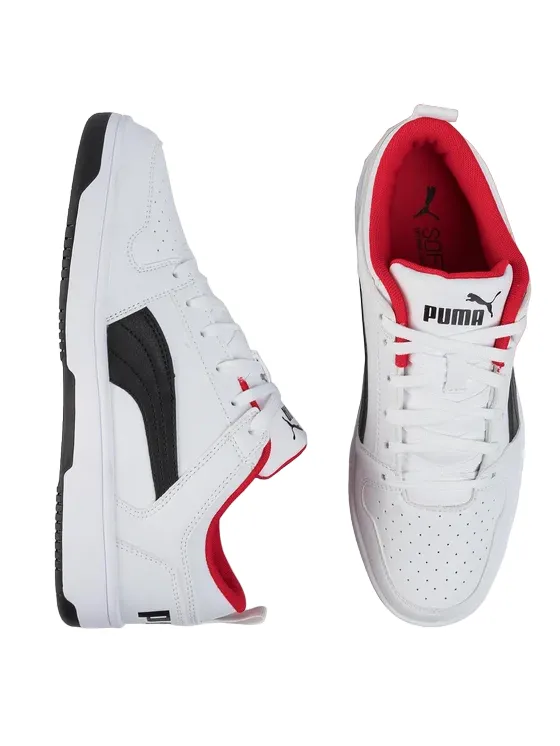 Puma scarpa sneakers da uomo Rebound Lay Up Lo 369866 01 bianco nero rosso