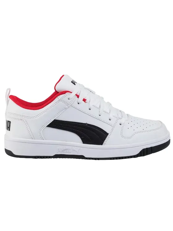 Puma scarpa sneakers da uomo Rebound Lay Up Lo 369866 01 bianco nero rosso