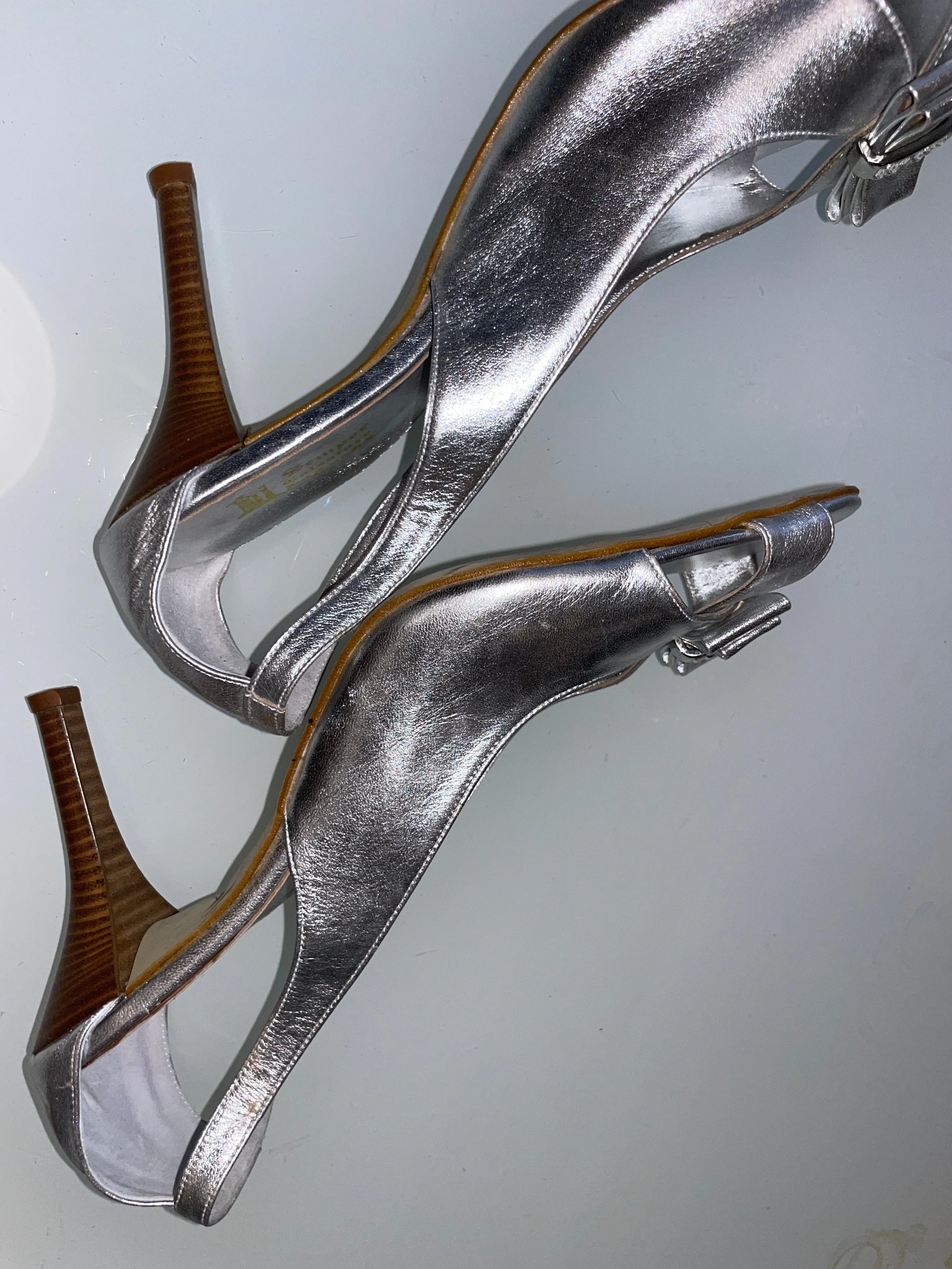 red carpet silver princess heels