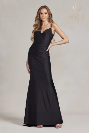 Sleeveless Cowl Mermaid Gown by Nox Anabel K490
