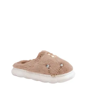TEEK - Bejeweled Link Fluff Slippers