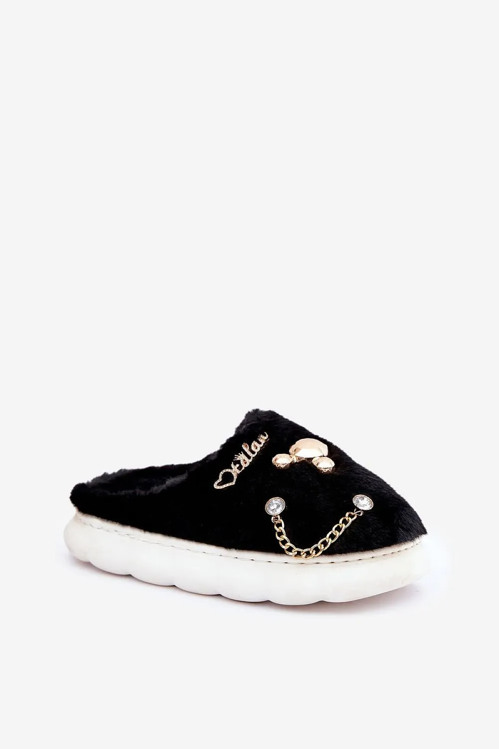 TEEK - Bejeweled Link Fluff Slippers