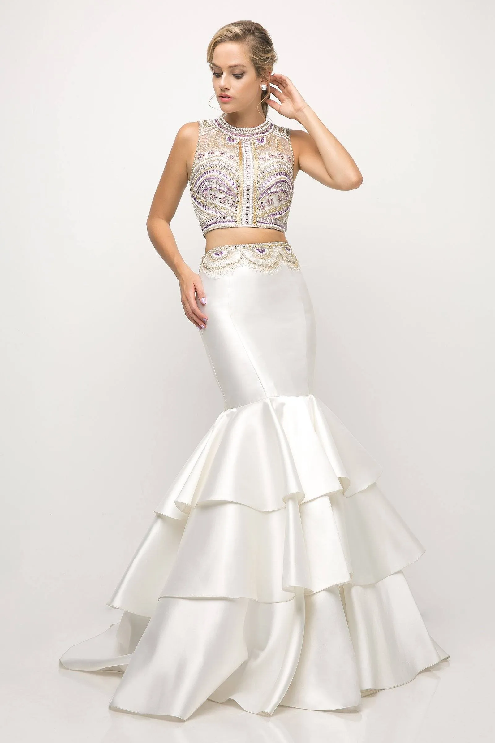 Tiered Two-Piece Mermaid Dress by Cinderella Divine 83903