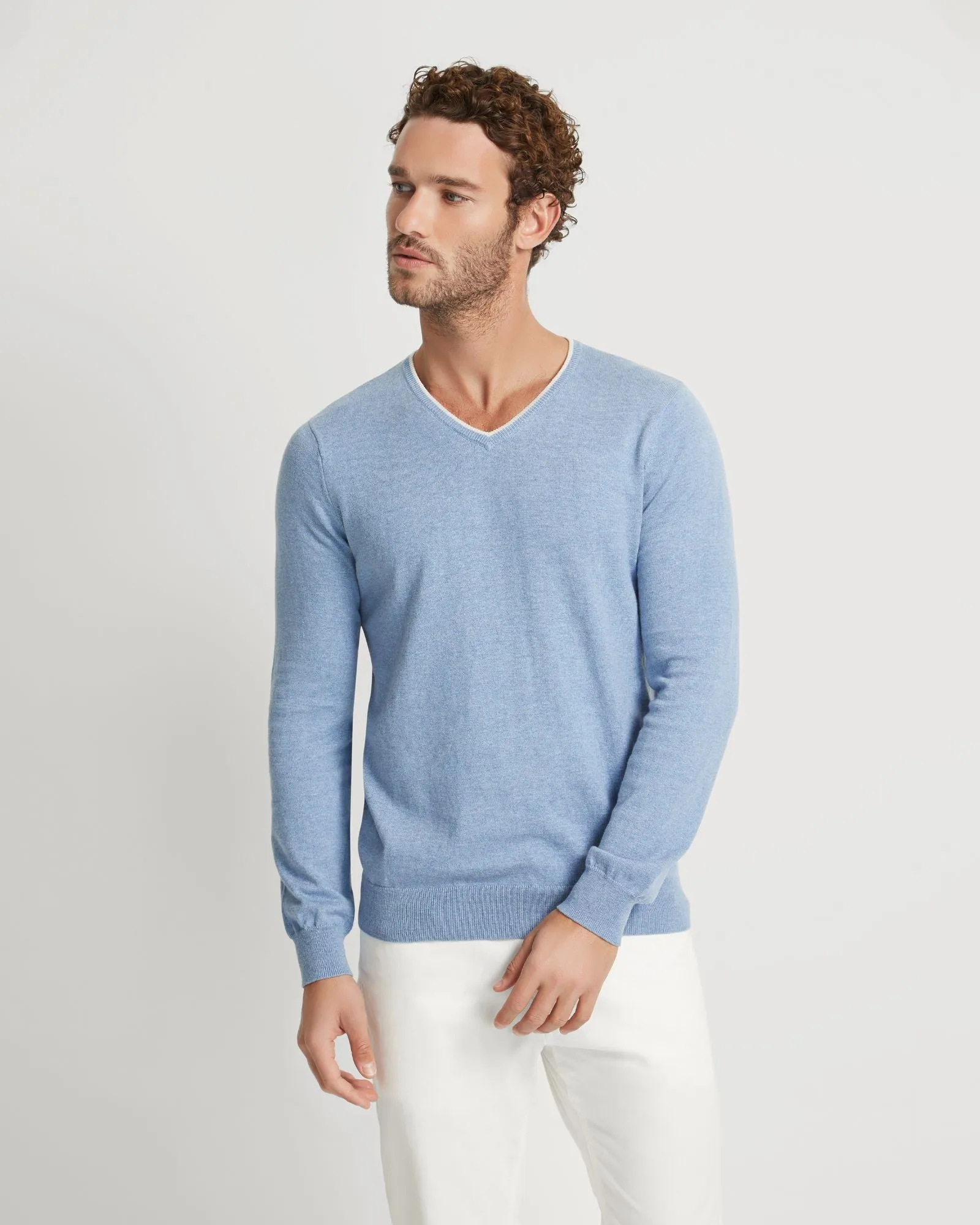 Tipping V-Neck Knitted Top