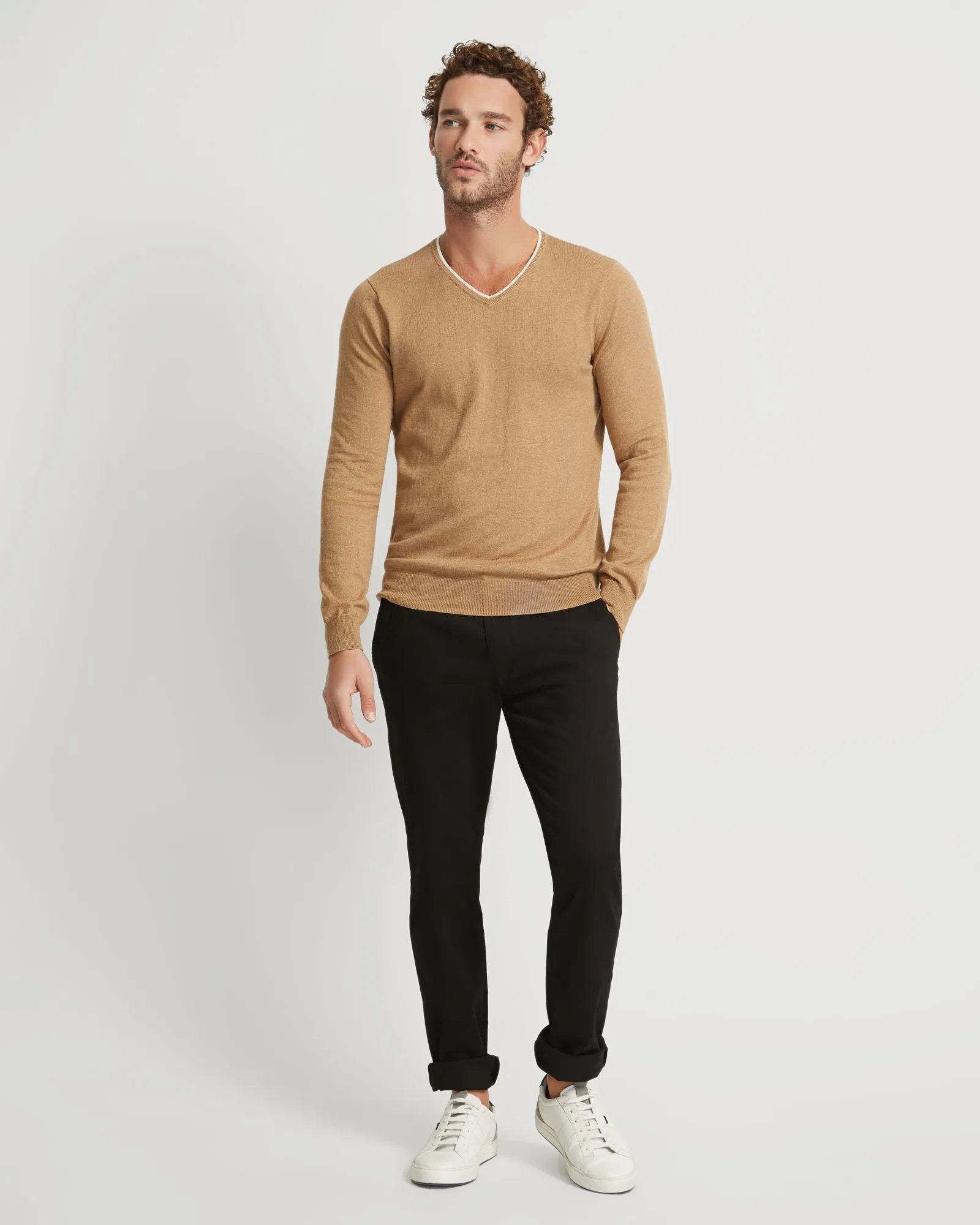 Tipping V-Neck Knitted Top