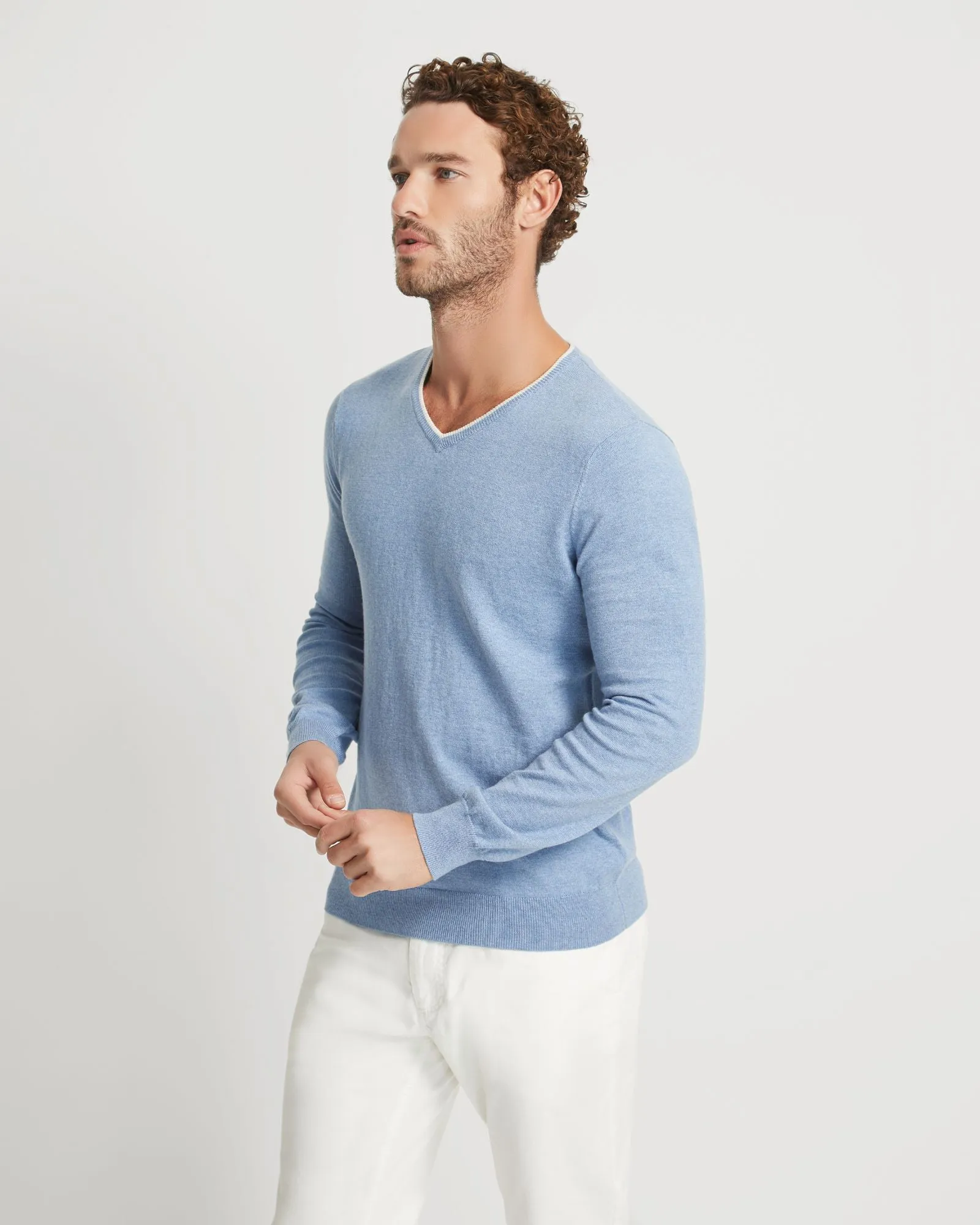 Tipping V-Neck Knitted Top