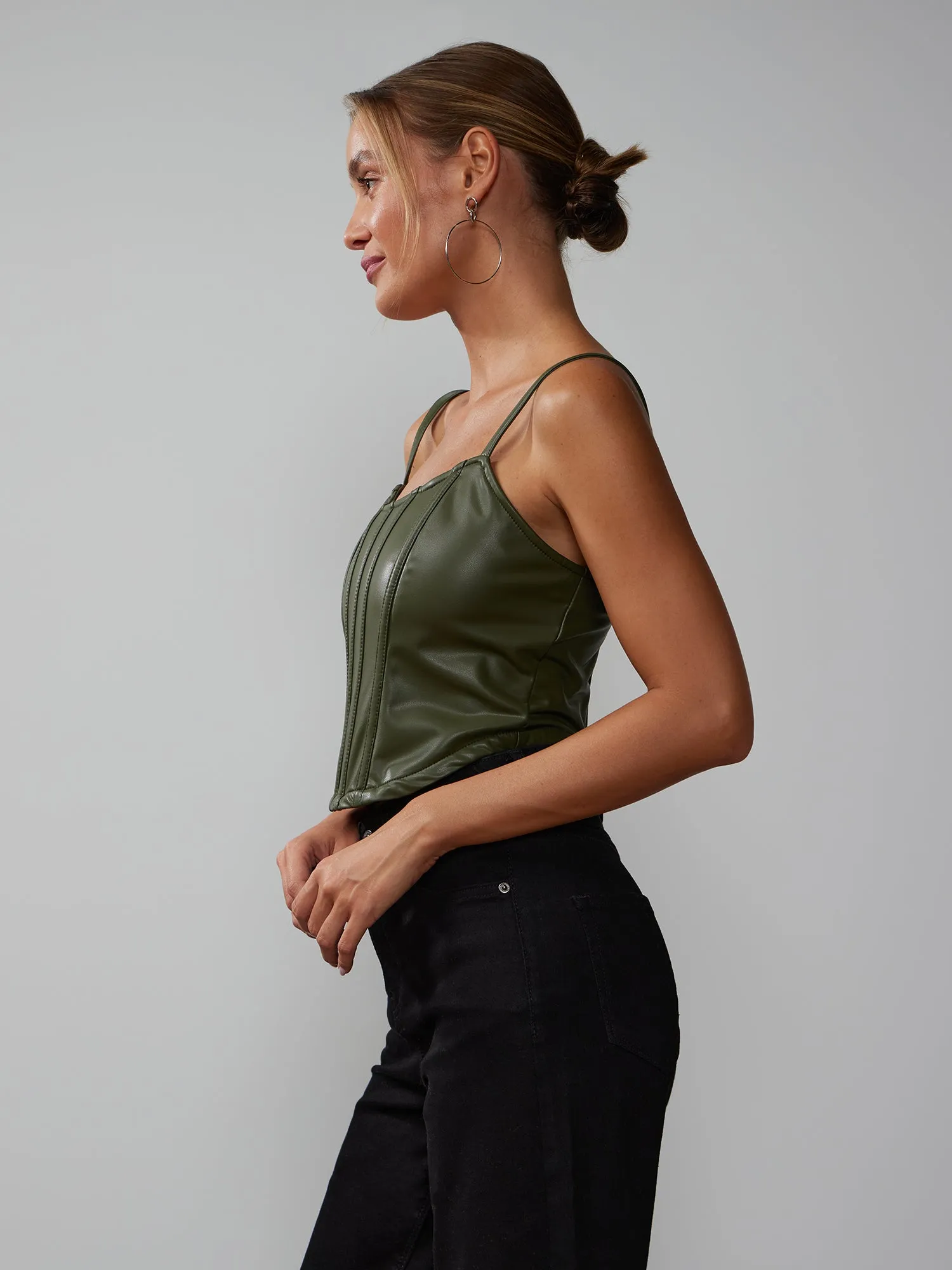 Vegan Leather Corset Tank Top