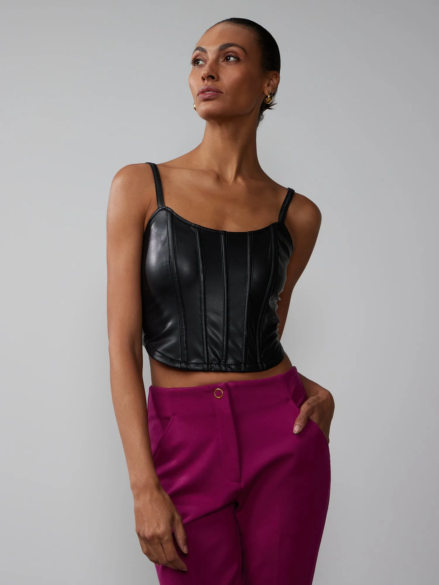 Vegan Leather Corset Tank Top