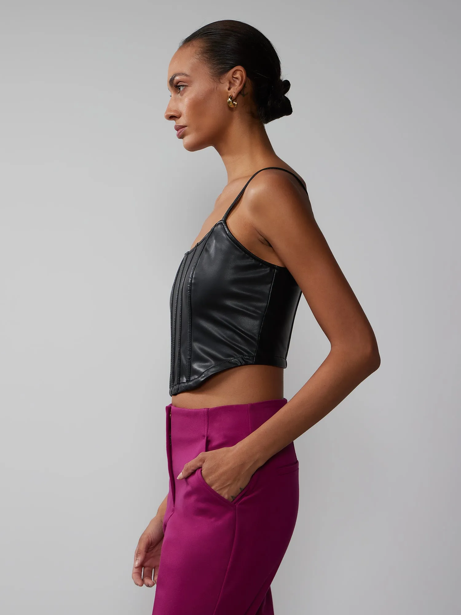 Vegan Leather Corset Tank Top