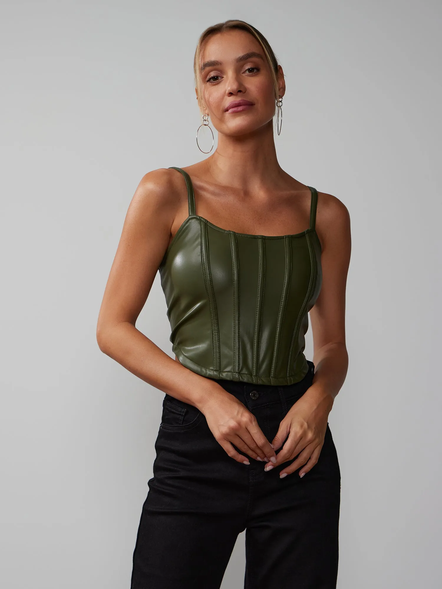 Vegan Leather Corset Tank Top