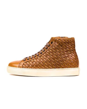 Woven Leather High-Top Sneakers